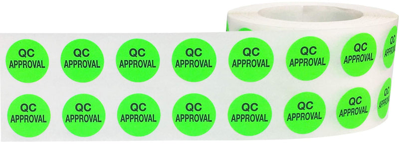 InStockLabels QC Stickers, 1000 Labels Per Roll – Quality Control Approval Stickers for Inventory Organization & Management, Fluorescent Green Label Stickers for Warehouse and Manufacturing
