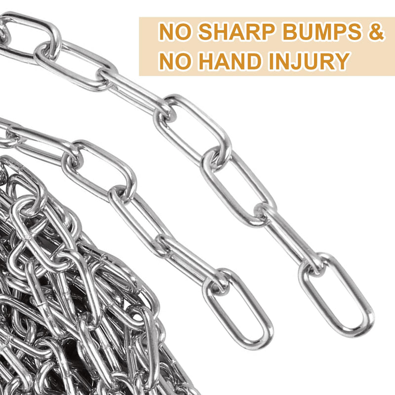 [Australia - AusPower] - 8M 304 Stainless Steel Chain, 1/8In × 26.25Ft Heavy Duty Chain Links 3mm Small Metal Chain Link Chain for Plants, Camping, Clothes & Mirror Hanging, Pet Dog, Bird Feeder Planters Signs 