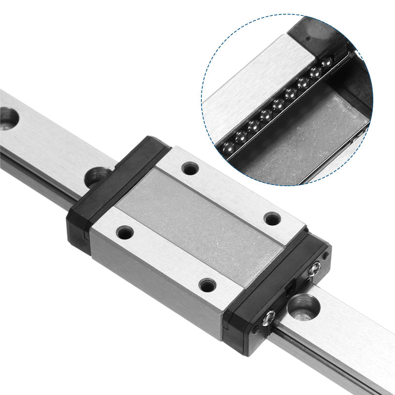 uxcell 2pcs MGN12 300mm Linear Guide Rail with 2pcs MGN12H Sliding Carriage Block Bearing Steel and 2pcs Plastic Mini MGN12 Linear Guide for DIY 3D Printers and CNC Machine, Black