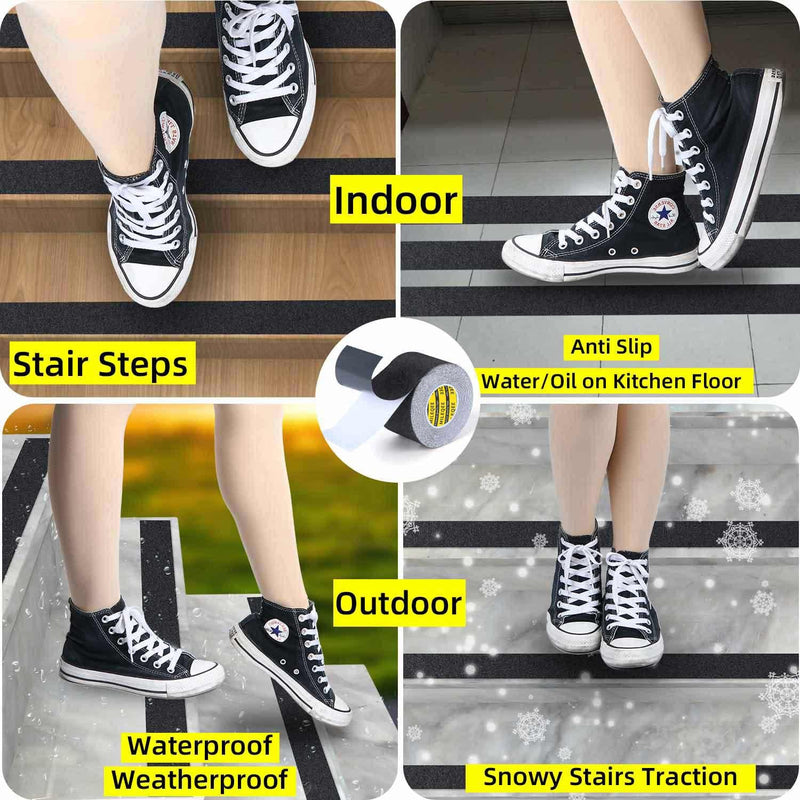 Anti Slip Tape, 2in x 16.4ft Non Skid Frosted Tape for Stairs,Hardwood Floor,Indoor and Outdoor Stair Steps Treads, Non Slip Traction Strip, Safety Walk Waterproof, Prevent Slipping,Grey 2inch x 16.4FT Gray