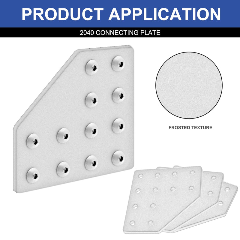 8pcs 2040 L Corner Bracket Joining Plate T Slotted Accessories 12-Hole 2040 Hardware Connector 2040 with T Nuts and Screws Silver L-12Hole 2040S
