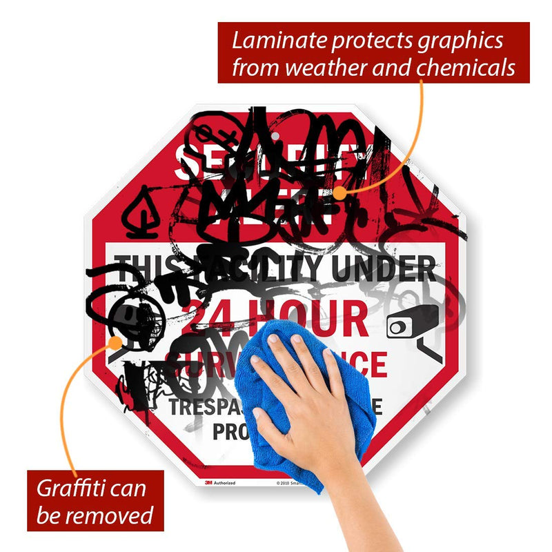 SmartSign "Security Alert - Facility Under 24 Hours Surveillance" Sign | 18" x 18" 3M High Intensity Grade Reflective Aluminum