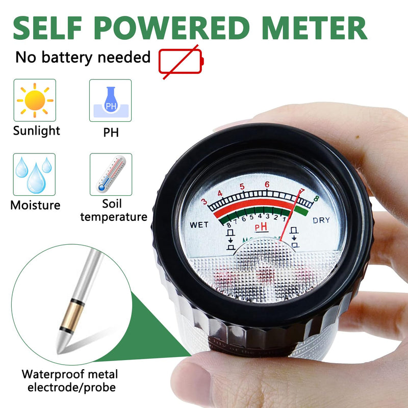 2 in 1 Soil PH Meter Soil Moisture Sensor Meter Soil PH Tester Soil Test Kit Gardening Tool for Indoor Outdoor Plant Garden Lawn Farm Waterproof Metal Electrode 295mm Long