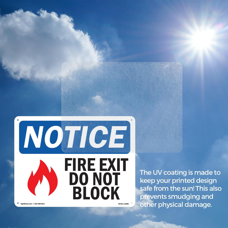 Fire Exit Do Not Block OSHA Notice Aluminum Sign 10 Inch x 7 Inch - 5 Pack 5 Pack of 10" x 7"