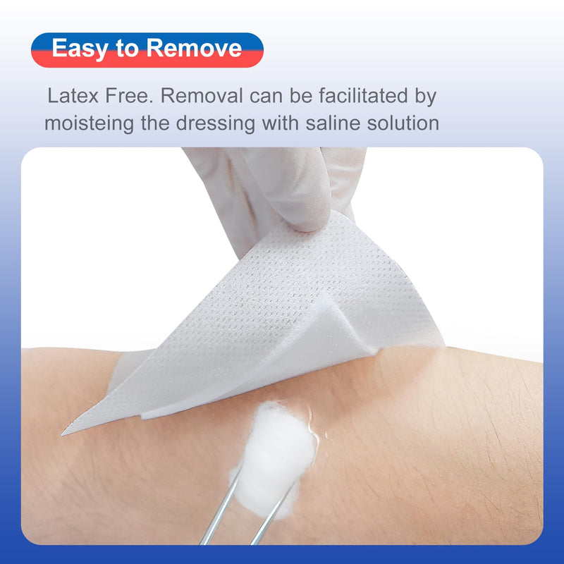 [Australia - AusPower] - 50Pcs Adhesive Gauze Island Dressing 4"x4", Water-Resistant Wound Dressing, Sterile & Absorbent Medical Grade Dressing Pad First Aid Dressing Pads 4"x4"(50 Dressing) 