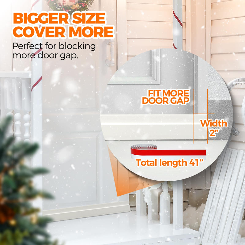 [Australia - AusPower] - Holikme Door Draft Stopper Under Door Draft Blocker Insulator Door Sweep Weather Stripping Noise Stopper Strong Adhesive, White 41 Inch 