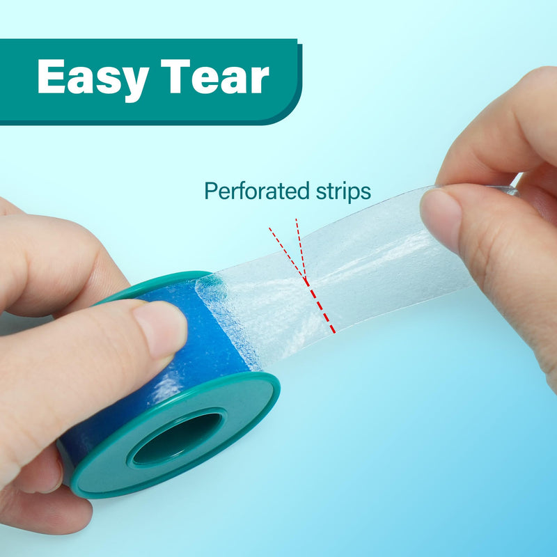 LotFancy Medical Soft Silicone Tape, 4Rolls 1inch x 5.5Yards, Adhesive Water-Proof Surgical Tape with Perforation for Easy Tear, Surgery First Aid Tape for Wound, Bandage 4 Count (Pack of 1)
