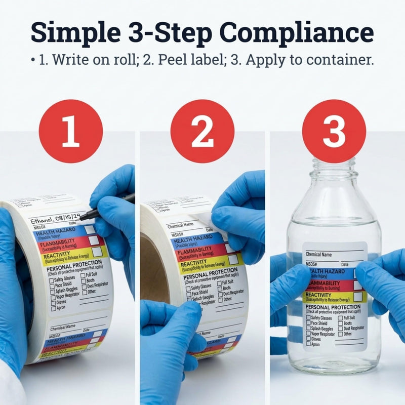 SDS Stickers 500 Stickers - 2 Rolls of 250, 1.5" x 2.5", Right To Know- Chemical Identifying and Marking Sticker Decals 1.5 x 2.5 inch