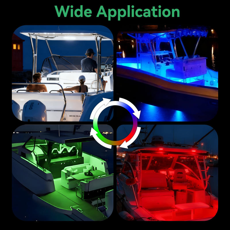 RGBW Boat LED Courtesy Light 12V 4PCS, 4 Inches Marine Courtesy Light Strip, IP67 Waterproof Boat Interior Cabin Lighting for Pontoon Sailboat Bass Yacht Kayak 4 INCH -RGBW Lights Without Switch