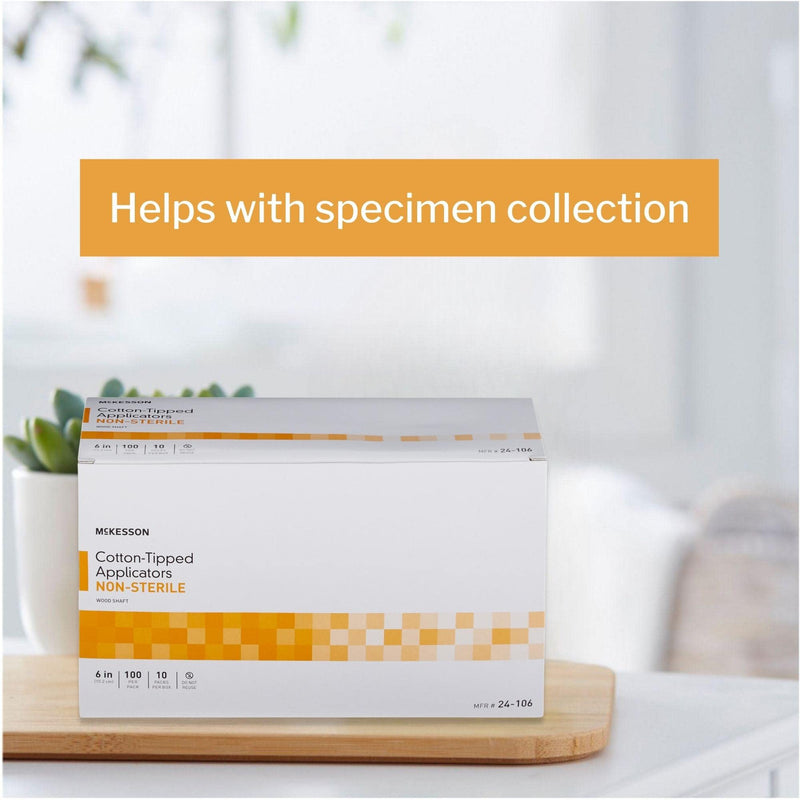 [Australia - AusPower] - McKesson Cotton-Tipped Applicator Swabstick, Non-Sterile, Wood Shaft, 6 in, 100 Count, 10 Packs, 1000 Total (1000 ct) 