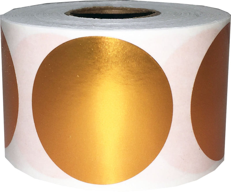 Metallic Bronze Color Coding Labels for Organizing Inventory 1 1/2 Inch Round Circle Dots 500 Total Adhesive Stickers On A Roll