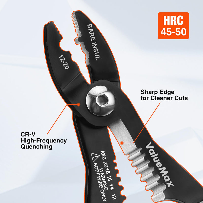 [Australia - AusPower] - Valuemax 4-in-1 Wire Stripper Tool, Wire Stripper, Wire Cutters, Wire Crimping Tool, Multifuntional Electrician Pliers for Clamping, Stripping, Cutting, Crimping, 10-20 AWG 