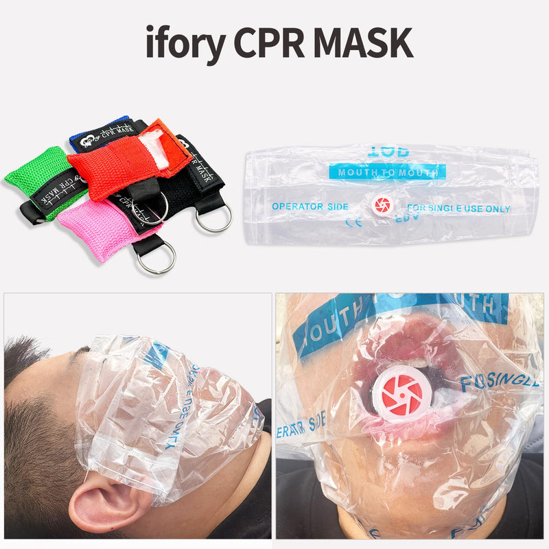 [Australia - AusPower] - 50 Packs CPR Pocket Mask Keychain, CPR Face Shield with One Way Valve Breathing Barrier for First Aid or ADE Training 1 Count (Pack of 50) 
