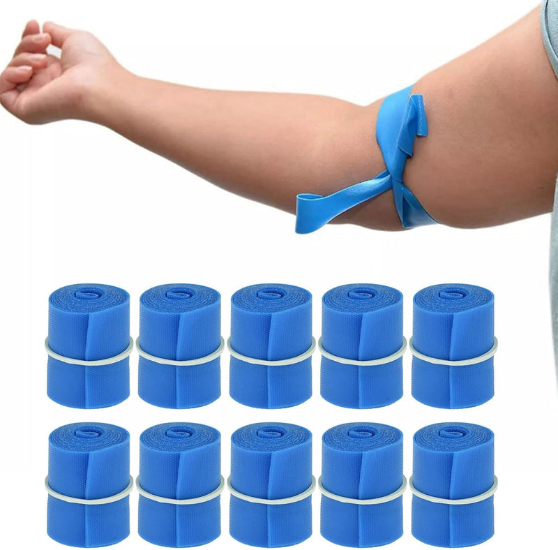 [Australia - AusPower] - 10 Rolls Blue Disposable-Tourniquets Elastic-TPE Tourniquets Latex-Free Tourniquets Tourniquets for Outdoor Sports 10-roll Disposable-Tourniquet Medical-Emergency-Tourniquet for Outdoor 