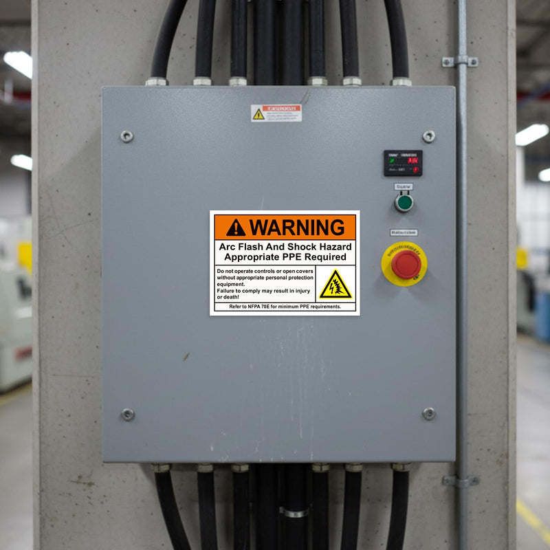 Novabright 10 Pack WARNING Arc Flash and Shock Hazard Appropriate PPE Required Label 5 x 3.5 Inch Electrical Hazard Safety Sign Vinyl Label for Workplace