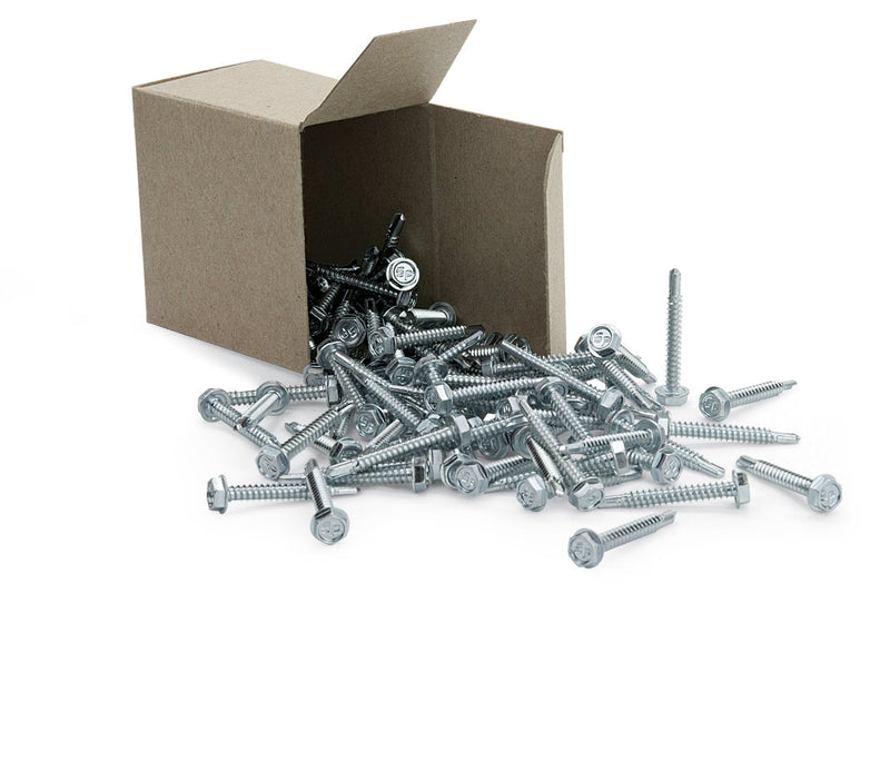[Australia - AusPower] - #10 x 1-1/2'' Hex Washer Head Self-Drilling Tek Screw Zinc Plated Steel for Attaches Sheet Metal Steel or Steel to Metal - Box of 100 1-1/2" Long 
