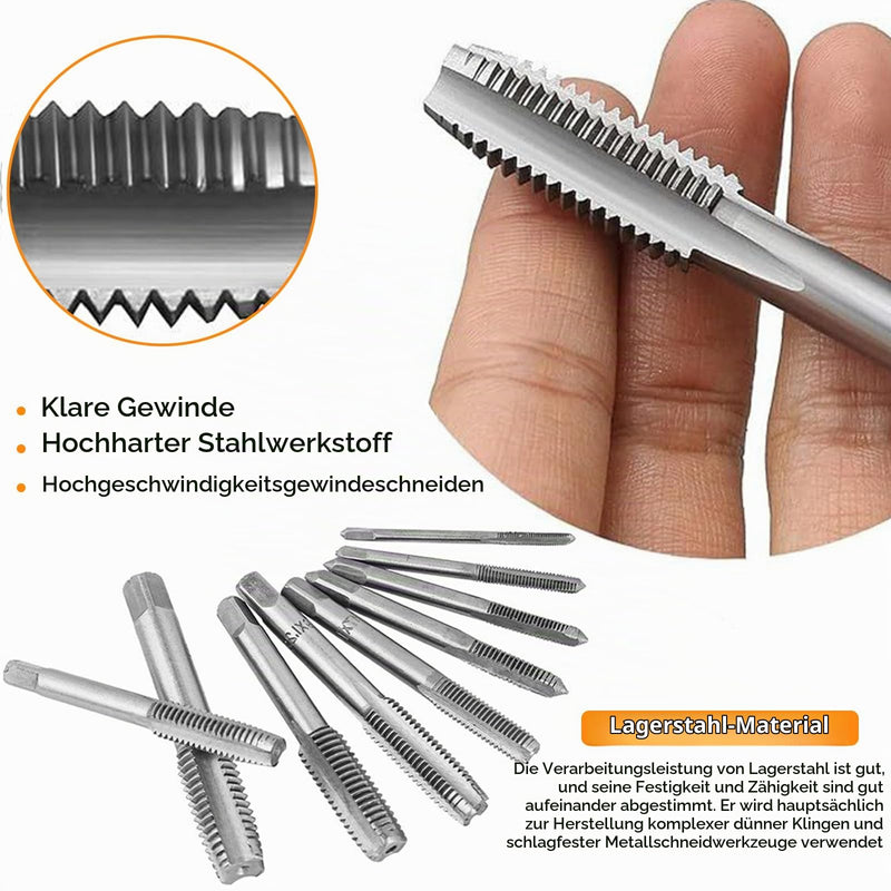 20 Piece Tap and Die Set, Alloy Steel Thread Cutting Set, M3-M12, Tap and Die Set with Tap Accessories for Repairing External and Internal Threads