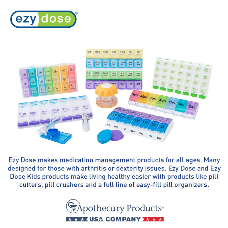 [Australia - AusPower] - EZY DOSE Weekly (7-Day) Pill Case, Medicine Planner, Vitamin Organizer Box, Convenient and Easy to Use, Large Compartments, Travel Friendly, Black, Made in the USA, BPA Free 1 Count (Pack of 1) 