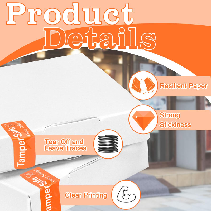 500 Pieces Tamper Evident Label1* 3 Inch Food Delivery Stickers Temper Proof Tape Roll Safe Secure Tamper Evident Seals for Food Container Pizza Boxes (Orange) Orange