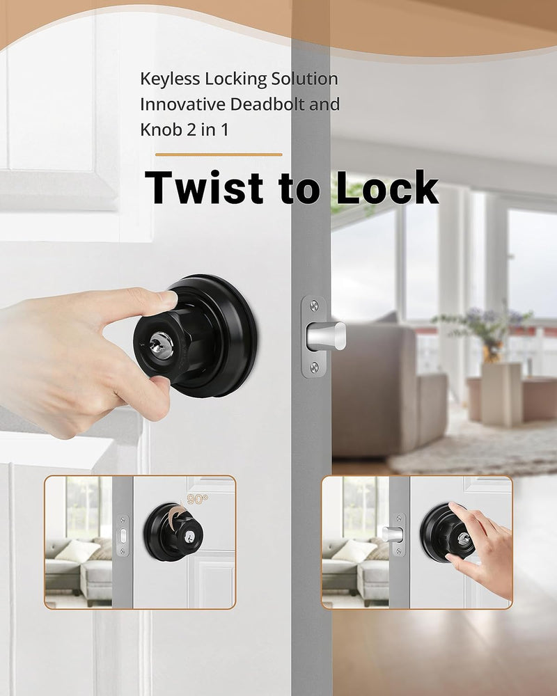 [Australia - AusPower] - EASILOK Deadbolt Lock, A3 Twist-to-Lock Keyless Single Cylinder Deadbolt Door Lock with Anti-Mislock Button for Front Door 