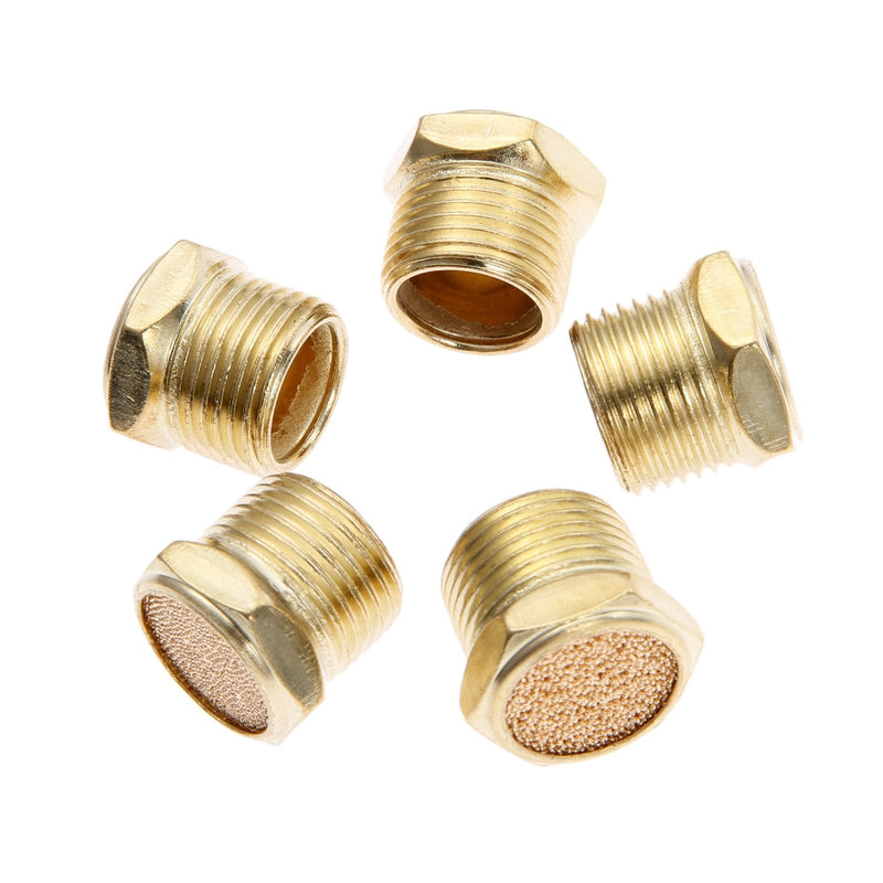 5Pcs Pneumatic Air Breather Vent Silencer Muffler Threaded NPT 3/8"