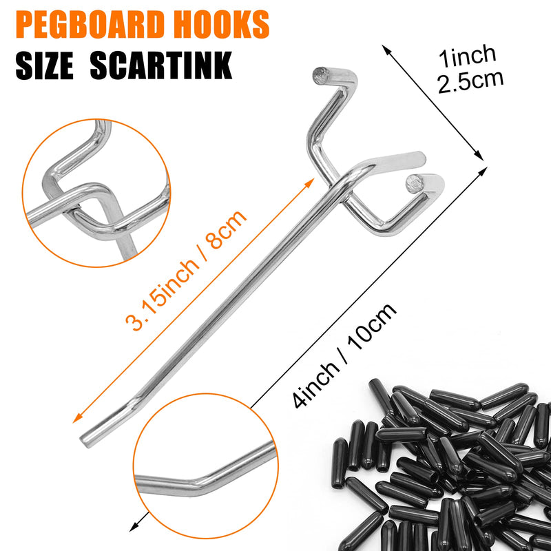 [Australia - AusPower] - Pegboard Hooks Pegboard Accessories,4 inch,Pegboard Organizer Kit for Garage Organization,Tool Storage, 25 Pack 
