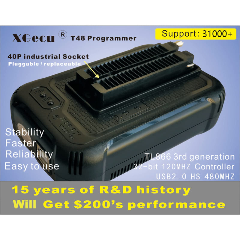 [Australia - AusPower] - V12.63 Original XGecu T48 [TL866-3G] Programmer Support 34000+ ICs for EPROM/MCU/SPI/Nor/NAND Flash/EMMC/IC TESTER/ TL866CS TL866II Plus Replacement 