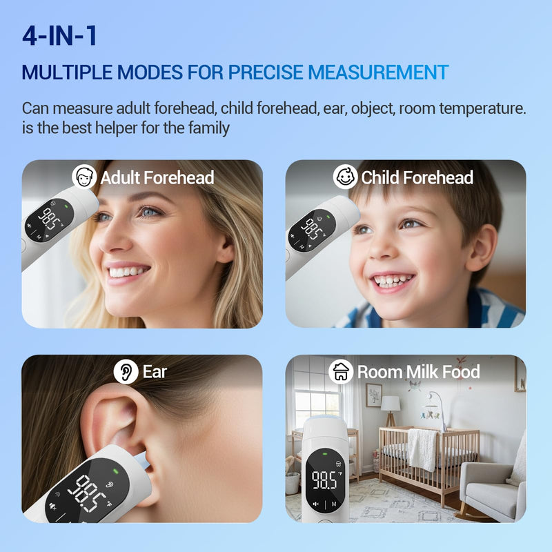 [Australia - AusPower] - Digital Thermometer of Forehead and Ear - Fever Alarm, 1 Second Reading, Magnetic Cover, LED Probe Light, 40 Readings Memory, HD LED Screen, Medical Thermometer for Babies Kids and Adults 