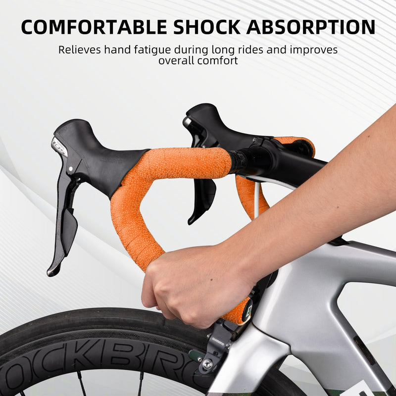 ROCKBROS EVA Bike Handlebar Tape for Road Bike Comfort Bicycle Bar Tape Non-Slip Durable Bike Bar Tape Grip 2 Pcs,Orange Orange