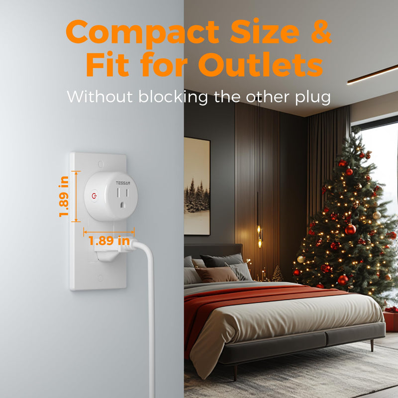 Smart Plug, TESSAN WiFi Timer Outlet Compatible with Alexa and Google Assistant, Smart Outlet with Timer & APP Remote Control, No Hub Required, 2.4G WiFi, 4 Pack