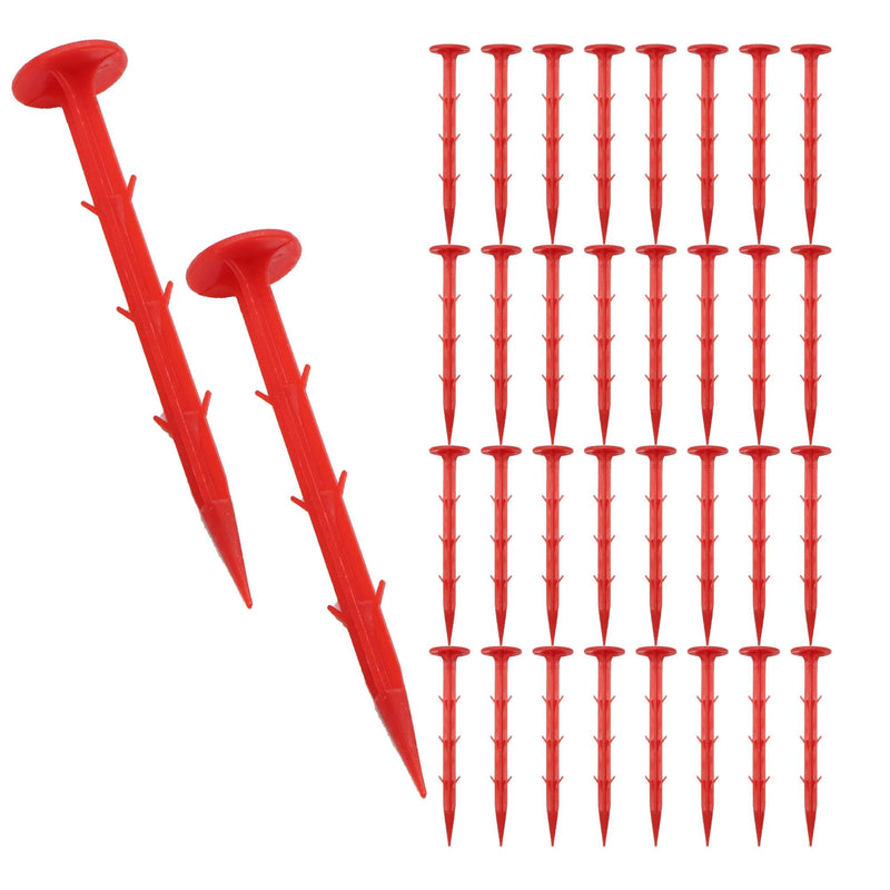 30 Pack 5.9 Inch Red Property Line Markers, Survey Stakes for Garden Edging, Lawn Boundaries, Weed Barrier, Landscape Fabric, High Visibility Survey Markers