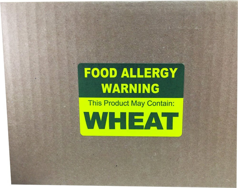 Food Allergy Warning Labels – This Product May Contain Wheat, 2.5 x 3.5 Inch Rectangle Stickers, 500 Total Labels Per Roll for Food Packaging, Restaurants, Catering, and Retail – Made in the USA