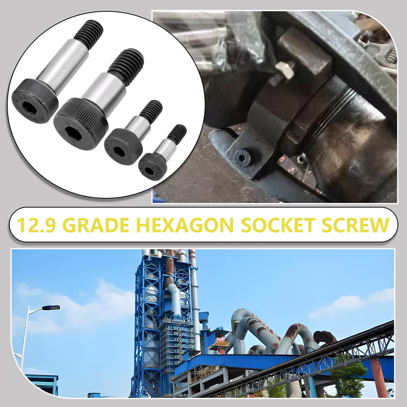 [Australia - AusPower] - The Lord of the Tools 20Pcs Socket Shoulder Bolts M5 M6 M8 M10 Hexagon12.9 High Tensile Carbon Steel Shoulder Bolts for Textile Hydraulic Machinery Industries 