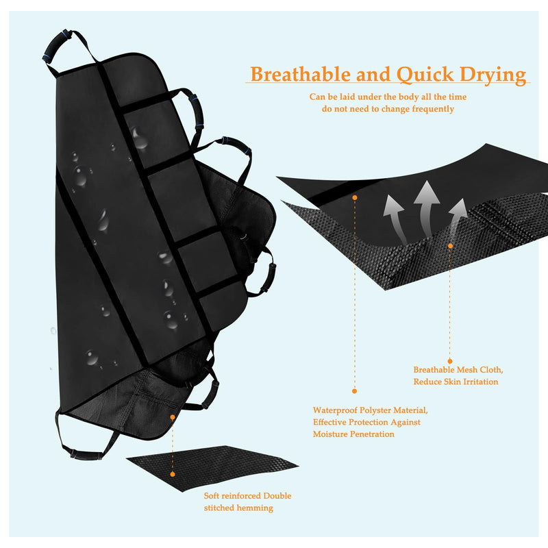 [Australia - AusPower] - Positioning Bed Pads for Elderly 48 * 40 inch Washable Transfer Sheet Seniors 8 Soft Handles Patient Pull Sheets Aid Moving,Lifting,Turning,Nursing Bedridden Reusable Transfer Blanket,Black Black 