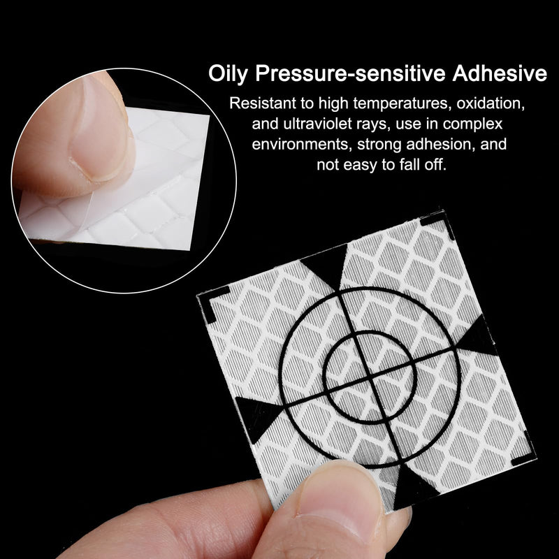 HARFINGTON 30pcs Survey Reflector Sheets 20x20mm Self-Adhesive Reflective Tape Survey Target Mark for Total Stations, Silver Tone