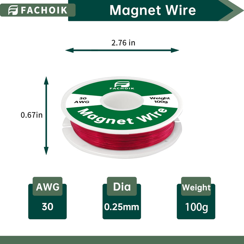 [Australia - AusPower] - 30 AWG-100g Magnet Wire - Enameled Wire - Enameled Magnet Winding Wire Used for Transformers Inductors (100g, 30AWG) (1, 30AWG) 1 