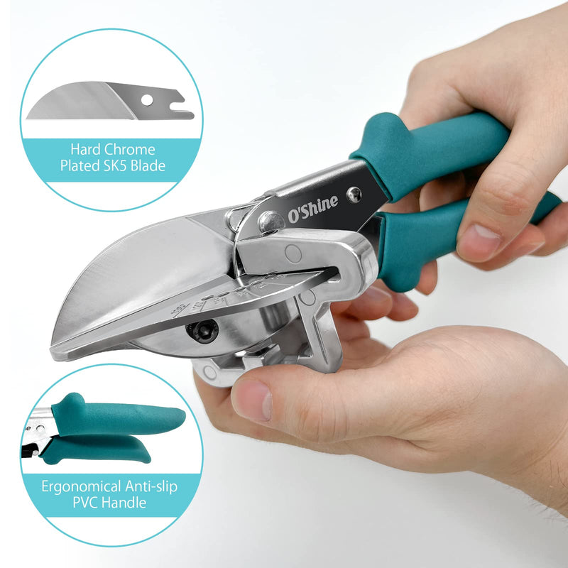[Australia - AusPower] - O'Shine Miter Shears for Angular Cutting Molding Crafting,Shoe Molding Cutter Tool,45-135 Degree Multi Angle Trim Cutter Hand Tool for Soft Wood PVC, an Extra Blade with Sheath Included Miter Shear and 1pc Blade 