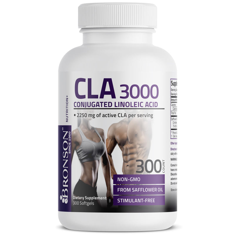 [Australia - AusPower] - Bronson CLA 3000 Extra High Potency Supports Healthy Weight Management Lean Muscle Mass Non-Stimulating Conjugated Linoleic Acid 300 Softgels 300 Count (Pack of 1) 