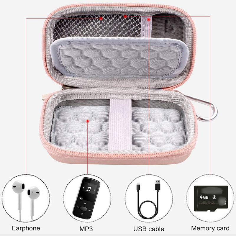 [Australia - AusPower] - MP3 & MP4 Player Case for SOULCKER/G.G.Martinsen/Grtdhx/iPod Nano/Sandisk Music Player/Sony NW-A45 and Other Music Players with Bluetooth. Fit for Earbuds, USB Cable, Memory Card - Rose Gold 