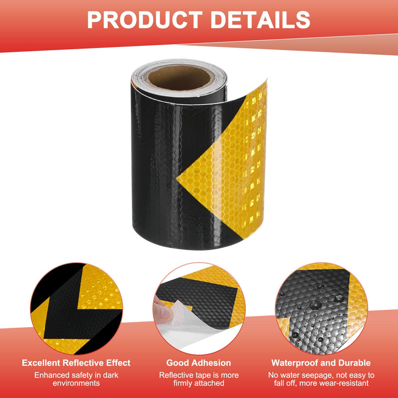 M METERXITY Reflective Tape, 4 Inch x 10 Feet Shining Star Dark Yellow & Black Waterproof High Visibility Self-Adhesive Tape for Trailers/Trucks/Apparel, Outdoor Warning Signs