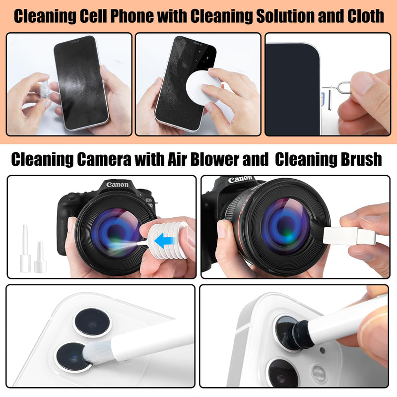 [Australia - AusPower] - Laptop Phone Screen Cleaner Kit, Computer Keyboard Brush Cleaning Spray for iPhone AirPods MacBook iPad, 20-in-1 Electronic Device Clean Tool for Camera PC Monitor Earbud TV Tablet Car Screens White 