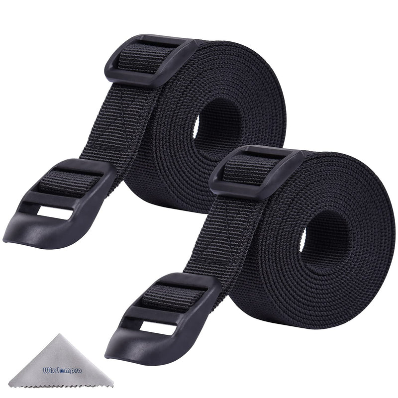 [Australia - AusPower] - Wisdompro Sleeping Bag Strap, 2 Pack of Heavy Duty Utility Straps for Backpacking, Sleeping Bag Compression, Luggage, Camping, Hiking with Plastic Buckle - 48 inch, Black 48 inches 