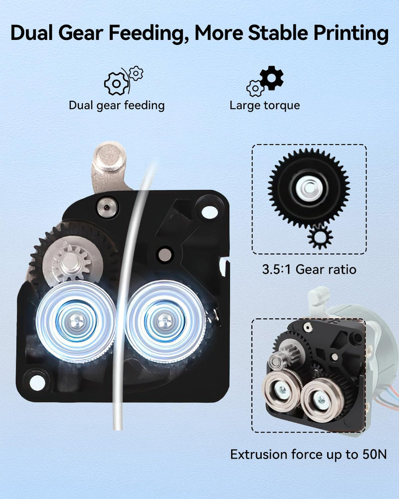 Creality Official Upgrade K1 SE/K1C Extruder, 50N Strong Extrusion Force & Dual Gear Design Provide Smooth and Precise Feeding，OEM Replacement Parts Extruder without Motor