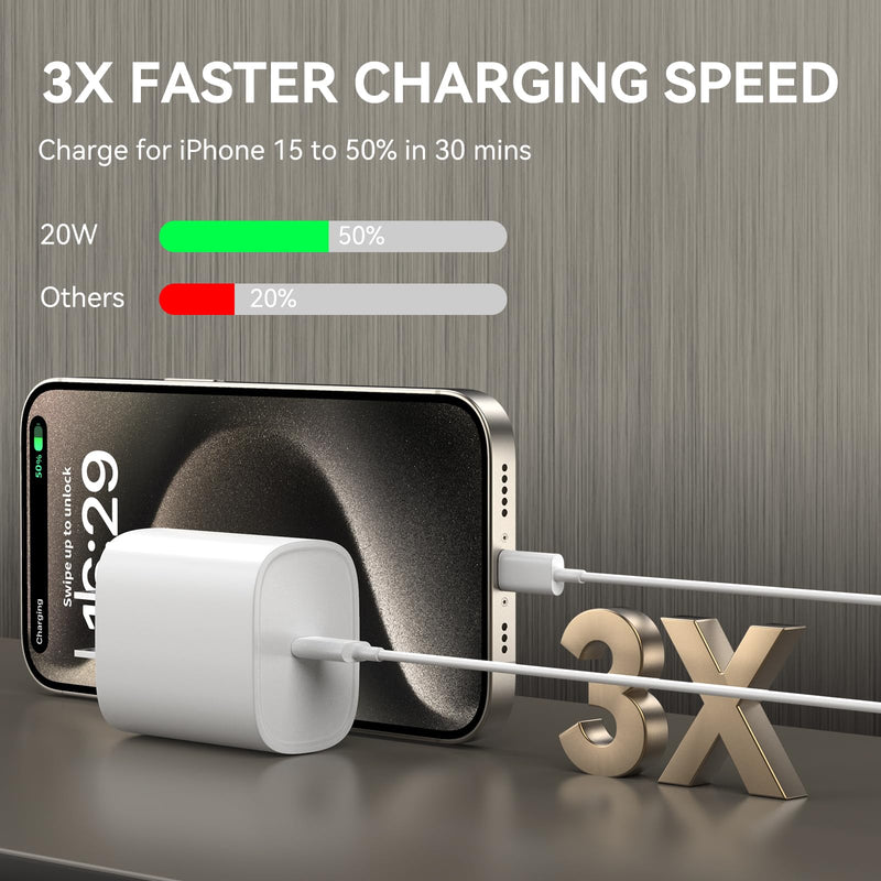 [Australia - AusPower] - i Phone 15 Charger Fast Charging, iPad Charger 10 FT Long USB C to C Charging Cable Cord with 20W iPhone Fast Charger Block for iPhone 15/15 pro/15 pro max/15 Plus, iPad Pro11/12.9/air 5/4, Samsung white 10FT 
