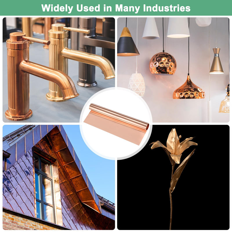 M METERXITY Thin Copper Sheet Roll, 3500mm x 300mm x 0.05mm / 11.5ft x 11.8" x 0.002" (LxWxT) Soft Pure Copper Foil Sheets, Metal Flashing Strip Plate for Crafts/Electricity/DIY Projects 1