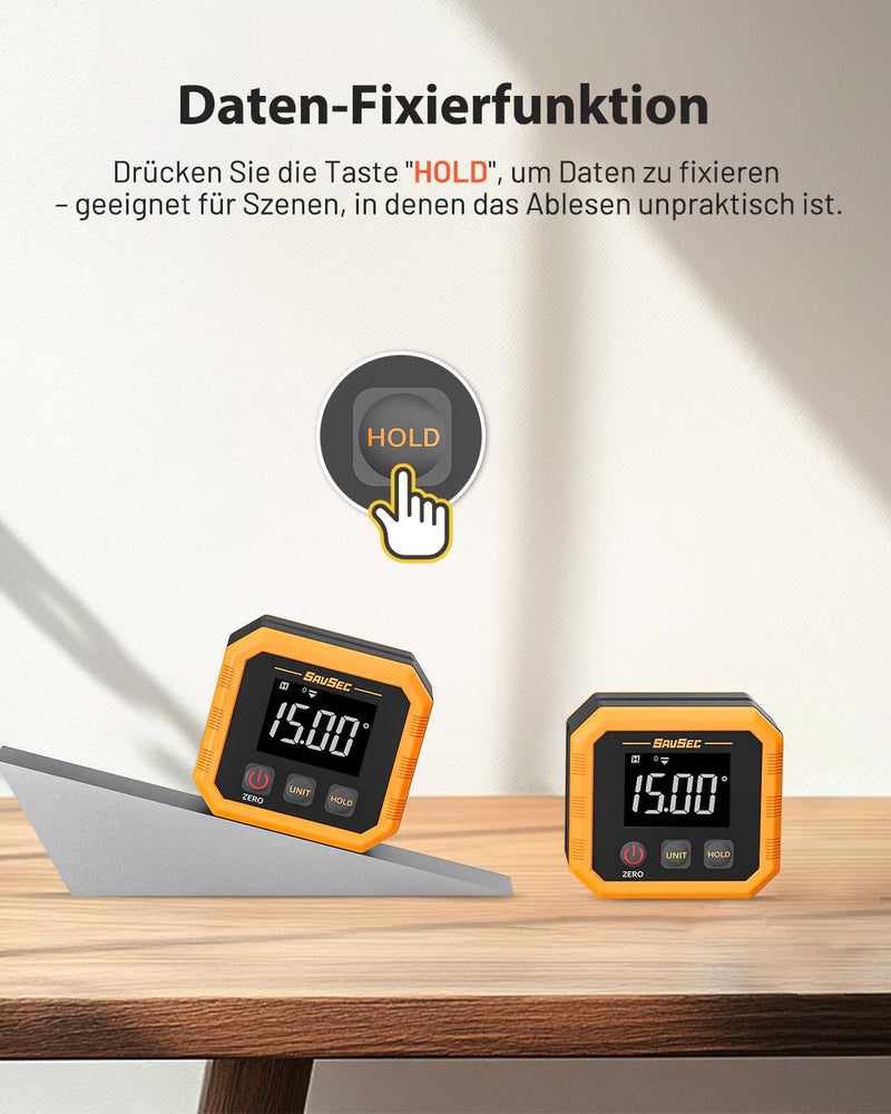 [Australia - AusPower] - SAVSEC Rechargeable Digital Protractor, Angle Finder with Magnetic Back & Base, LCD Inclinometer with 4 Measuring Units, Woodworking Tool for Construction, Carpentry, Mechanics IP54 