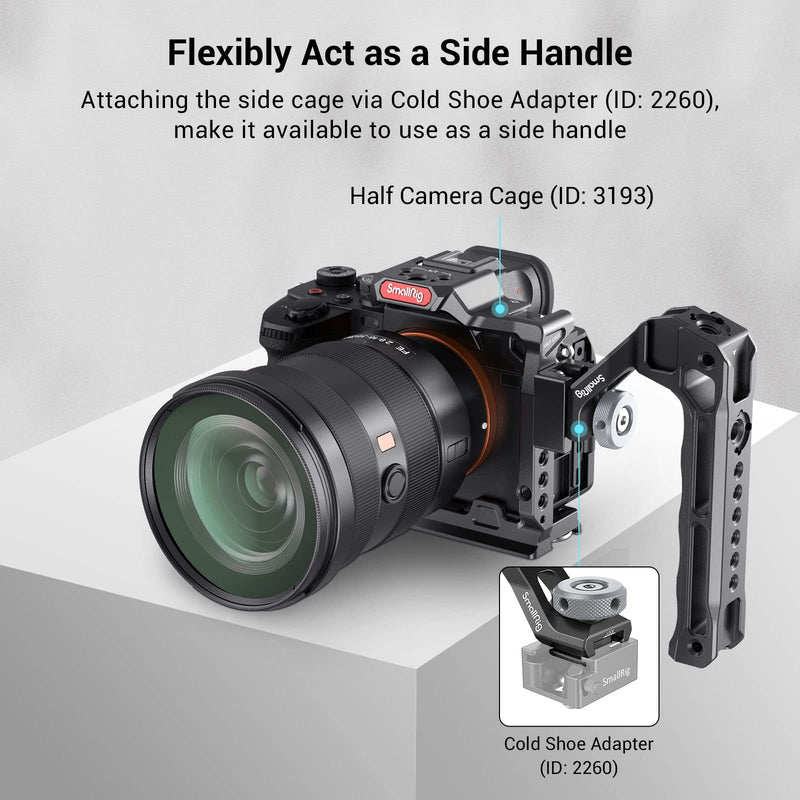 [Australia - AusPower] - SmallRig Lightweight Cold Shoe Top Handle, Grip for DSLR Camera Cage, Universal Top Handle with 5 Cold Shoe Adapters and Cold Shoe Base (Lite) - 3764 