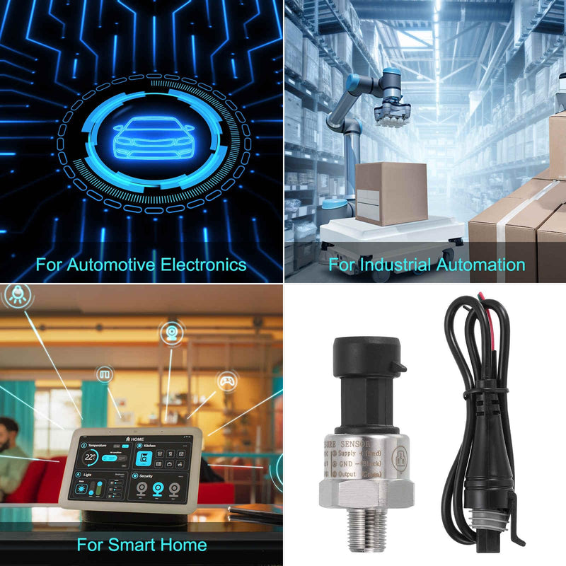 MECCANIXITY Pressure Transducer Sender Sensor with Connector, 1/8" NPT 5 PSI Stainless Steel Pressure Transmitter for Oil Fuel Water Air