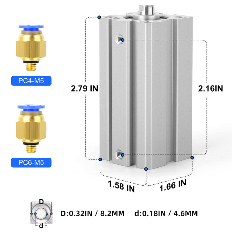 [Australia - AusPower] - TAILONZ PNEUMATIC 25mm Bore 50mm Stroke Pneumatic Small Thin Cylinder Aluminum Pneumatic Air Cylinder SDA25-50 Bore:25mm Stroke:50MM 