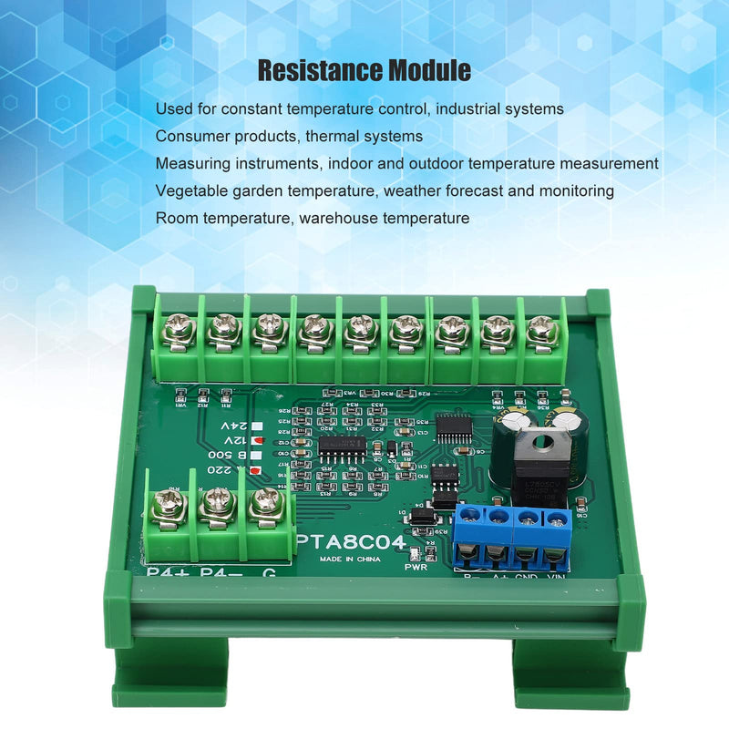 [Australia - AusPower] - Eujgoov Temperature Sensor Module 4ch PT100 RTD RS485 Temperature Sensor Board RTU Collector PTA8C04 with Rail Housing (B500 DC24V) B500 DC24V 
